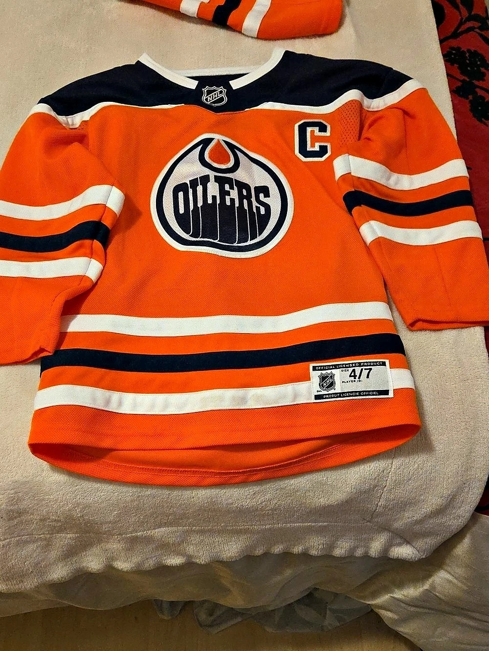Edmonton Oilers Connor McDavid #97 Edmonton Oilers jersey Orange & Blue Size 4/7